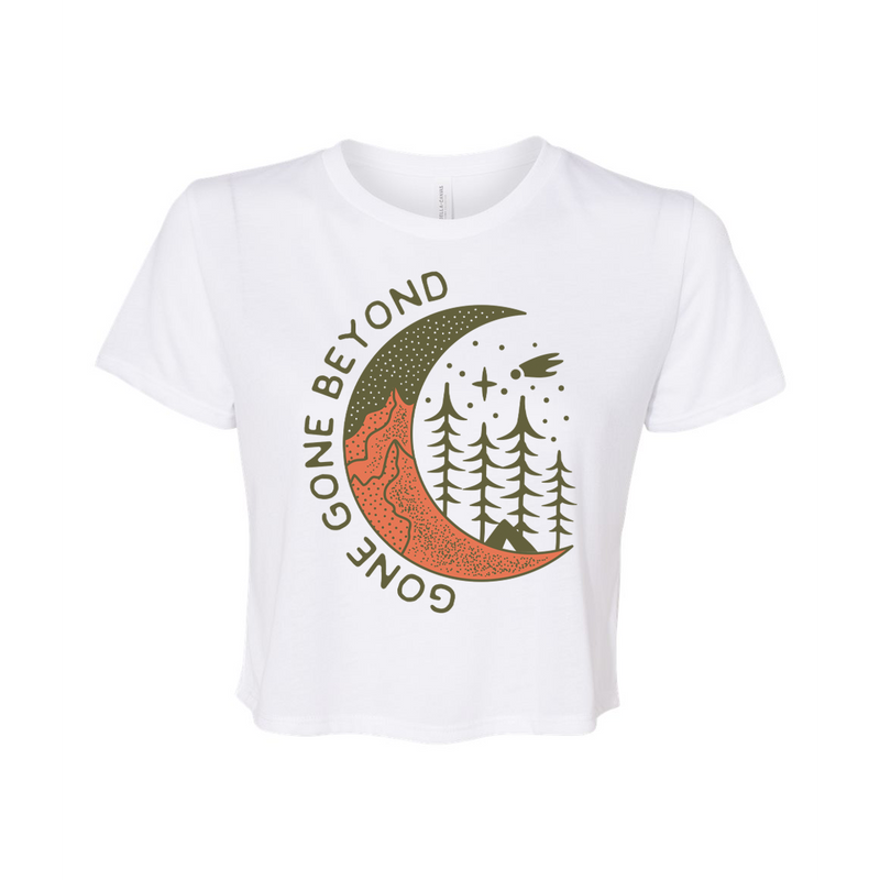 Women’s Moon & Mountain Crop Tee (White)